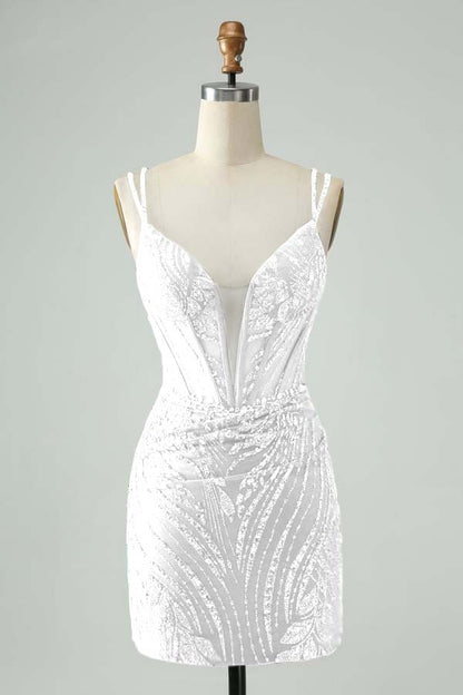 Spaghetti Strap Sleeveless Short Homecoming Dress With Appliques HC0130