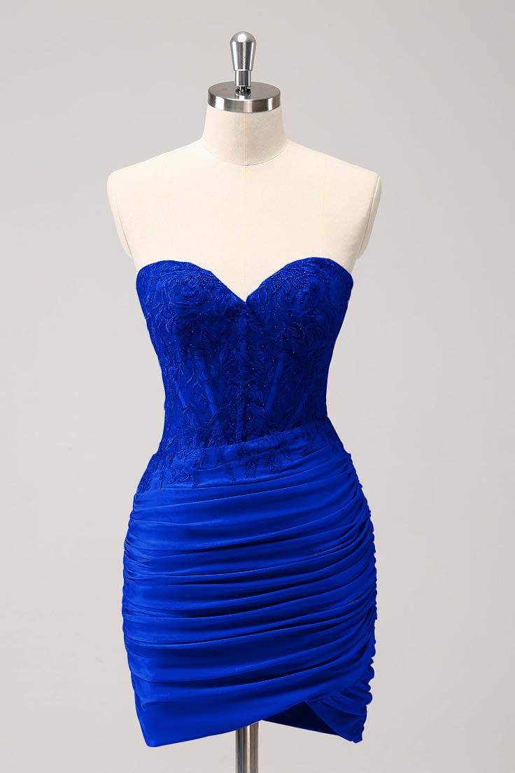 Hellodresses Chic Sweetheart Sleeveless Pleated Short Homecoming Dress With Embroidery