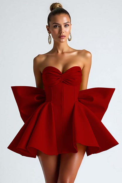 Sweetheart Strapless Sleeveless Short Homecoming Dress With Bowknot HC0182