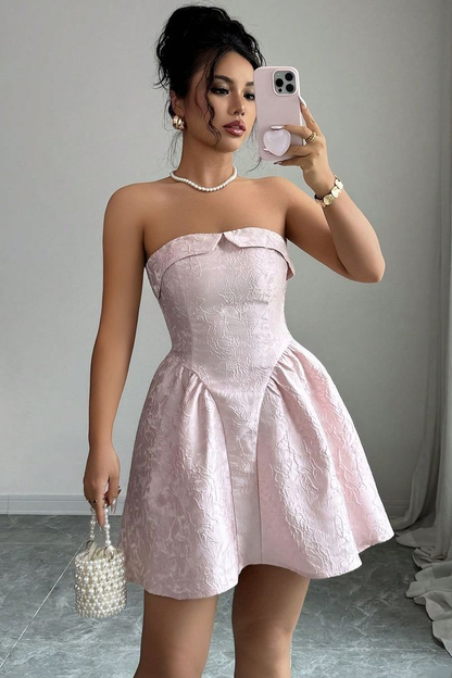 Strapless Sleeveless Short A Line Homecoming Dress With Embroidery HC0161