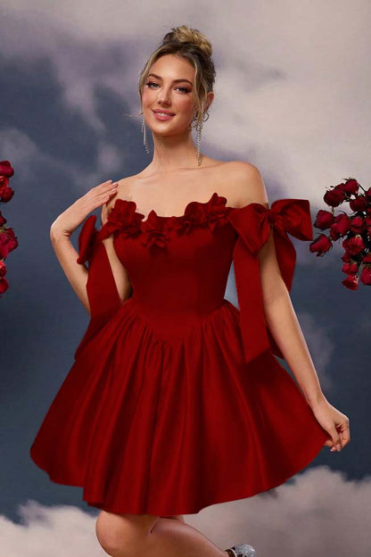 Off the Shoulder Sleeveless Short A Line Homecoming Dress With Pleated HC0171