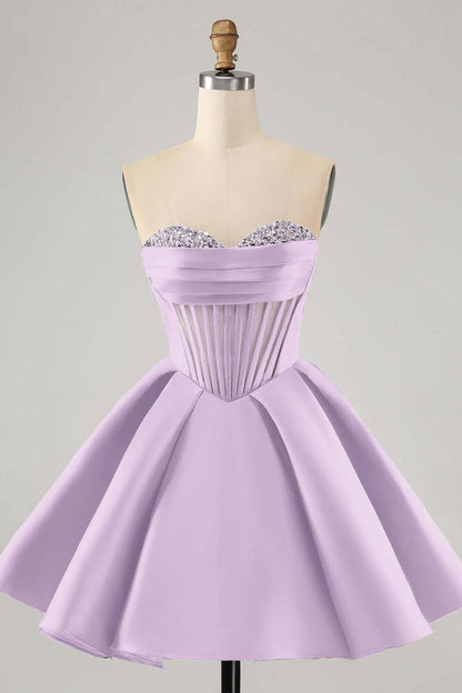 Hellodresses Fuchsia Sweetheart Sleeveless A Line Short Homecoming Dress With Sequins