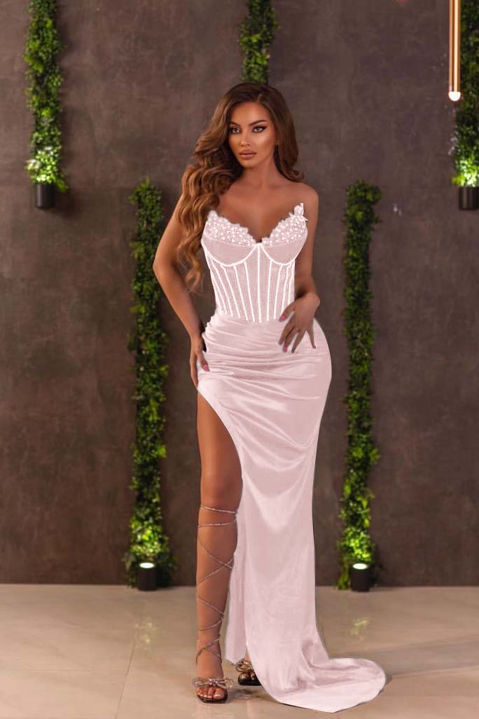 Classic Black Prom Dress V Neck Off The Shoulder Slit Beadings YL0042