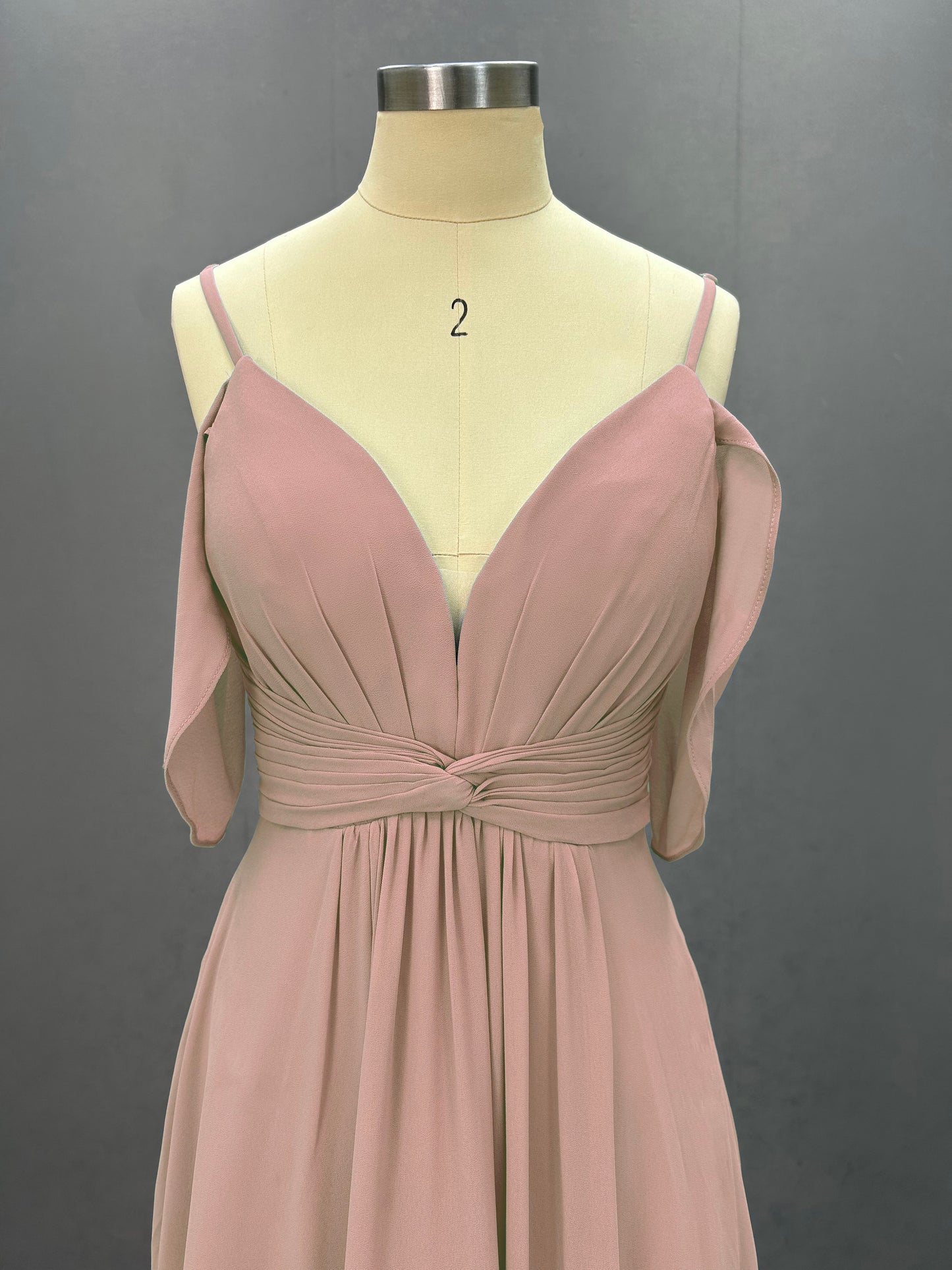 Flowing Straps Sleeveless Bridesmaid Dresses Floor Length with Split CK01