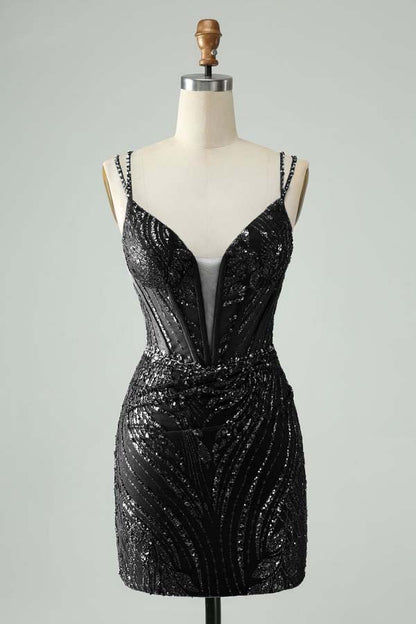 Spaghetti Strap Sleeveless Short Homecoming Dress With Appliques HC0130