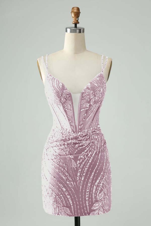 Spaghetti Strap Sleeveless Short Homecoming Dress With Appliques HC0130