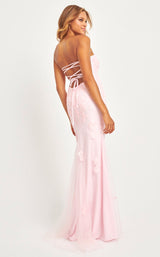 Gorgeous Blushing Pink Prom Dress Strapless Applique Sleeveless Slimming CY0001