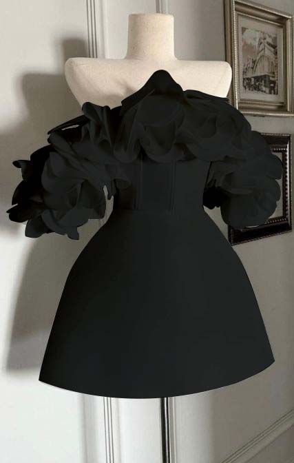 Off the Shoulder Sleeveless Short Homecoming Dress With Ruffles HC0153