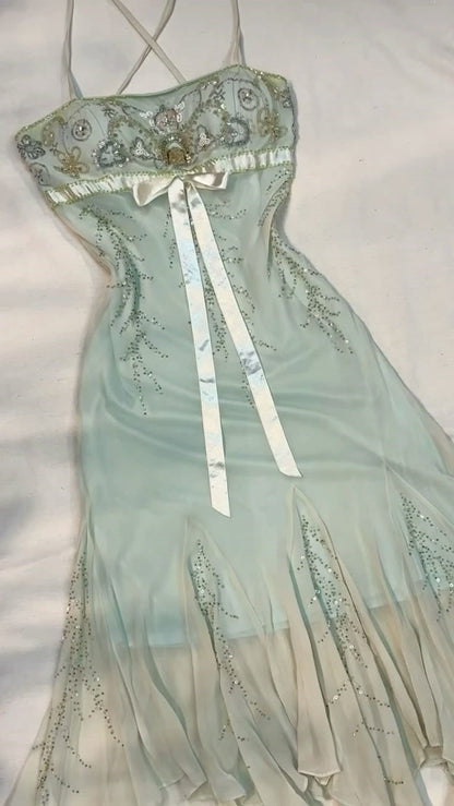 zelldressess-Light green beaded short chiffon homecoming dress birthday dress fairy gh5233