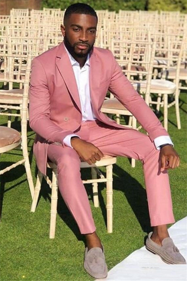 Handsome Pink 2 Pieces Wedding Suits For Groom With Notched Lapel | Zelldresses
