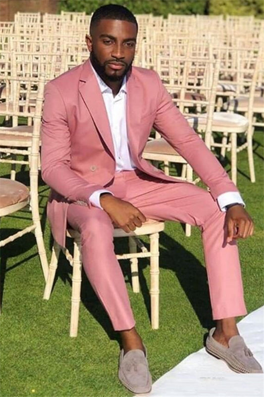 Handsome Pink 2 Pieces Wedding Suits For Groom With Notched Lapel | Zelldresses