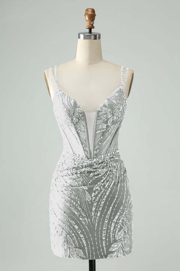 Spaghetti Strap Sleeveless Short Homecoming Dress With Appliques HC0130