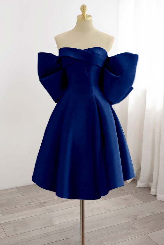 Strapless Sleeveless Short Homecoming Dress With Bowknot Pleated HC0177