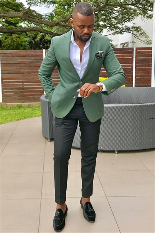 Stylish Notched Lapel Groomsmen Tuxedos Alexander Green With Formal Party Prom Suit | Zelldresses