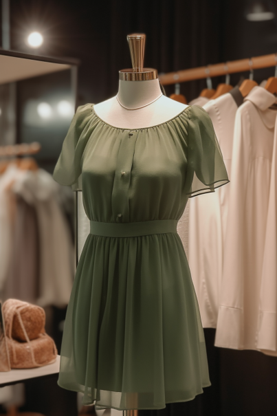 Dark Green Jewel Short Chiffon Sleeves Bridesmaid Dress BD0002