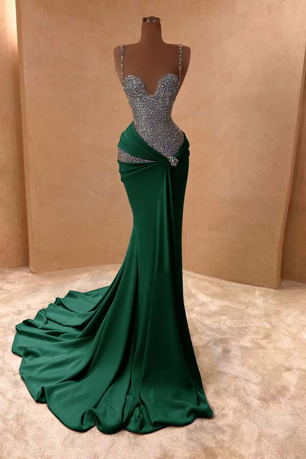 Spaghetti Strap Sleeveless Long Mermaid Prom Dress With Beading ZT0243