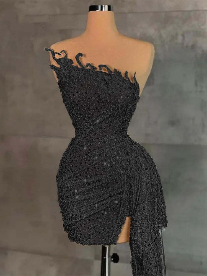 Sleeveless Beading Pleated Short Homecoming Dress With Ruffles HC0135