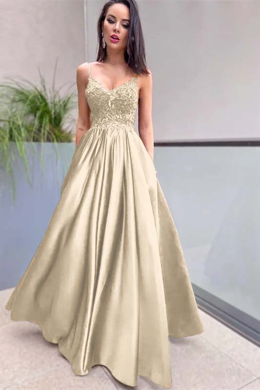 Royal Blue Prom Dress Lace Appliques With Pockets PD0209