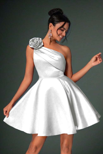 One Shoulder Sleeveless Short A Line Homecoming Dress With Pleated HC0183