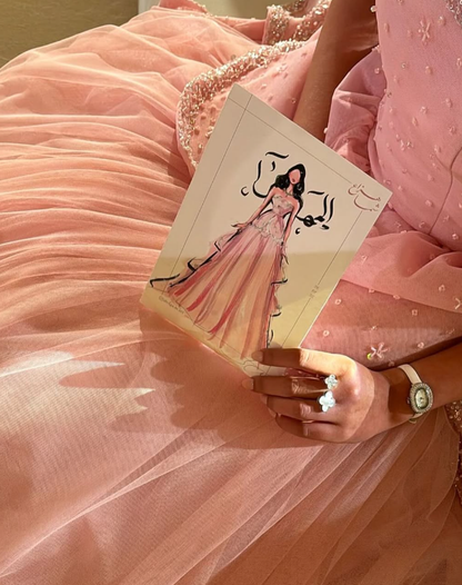 Pink A Line Strapless Tiered Beaded Tulle Party Dress Evening Dress Ball Gown SH2819