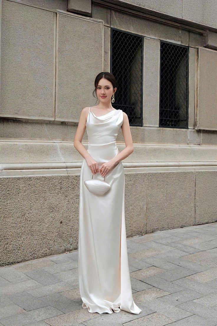 Elegant Burgundy Satin Long Bridesmaid Dress, Formal Party Dress D961