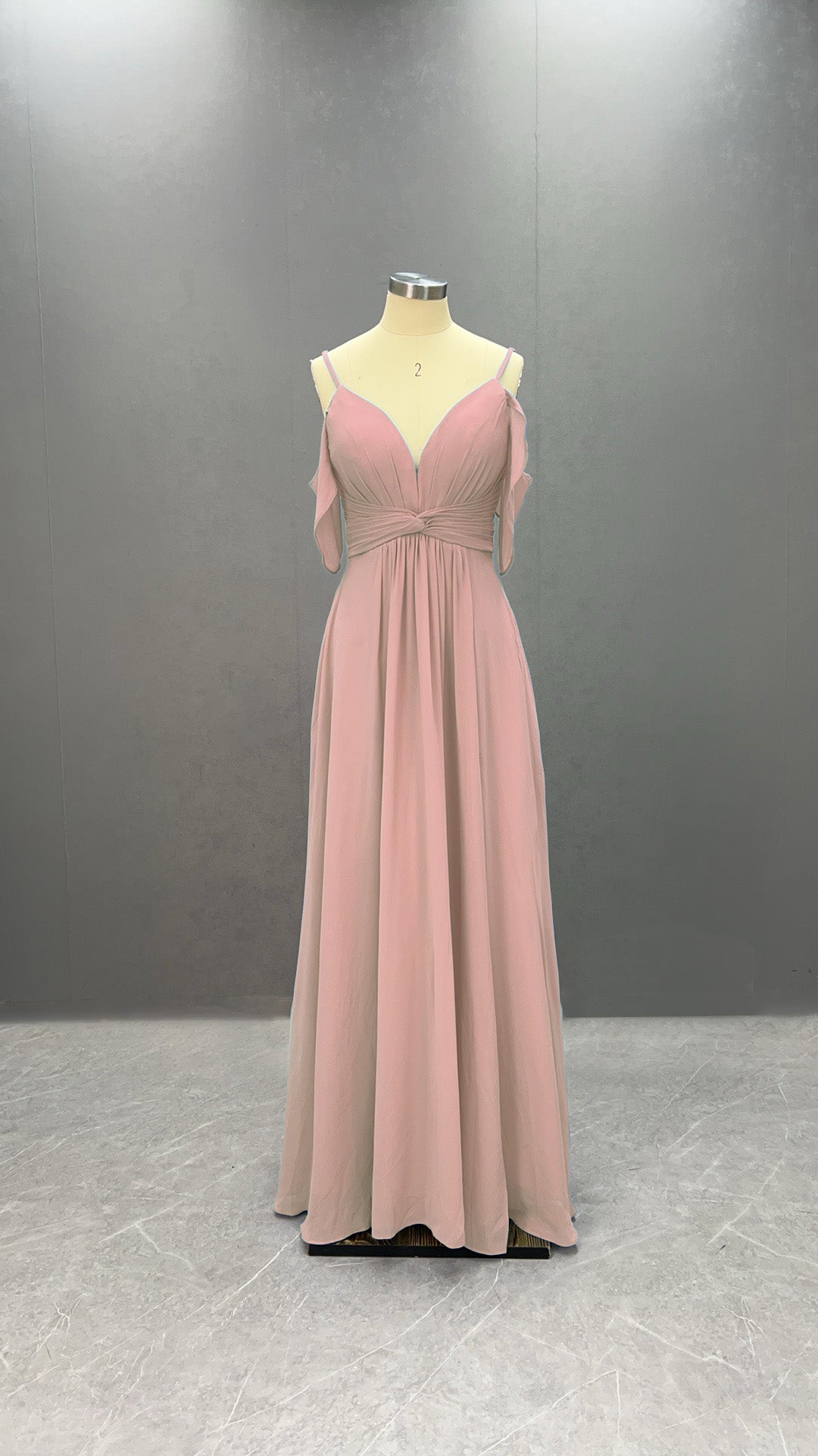 Flowing Straps Sleeveless Bridesmaid Dresses Floor Length with Split CK01