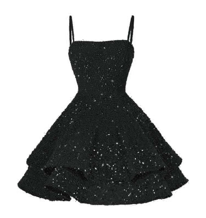 Light Pink Sequins Spaghetti Strap Sleeveless Short Homecoming Dress with Ruffles YO070