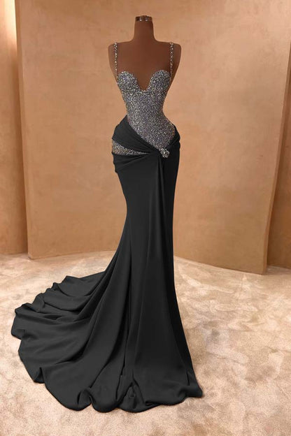 Spaghetti Strap Sleeveless Long Mermaid Prom Dress With Beading ZT0243