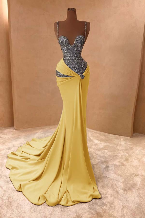 Spaghetti Strap Sleeveless Long Mermaid Prom Dress With Beading ZT0243