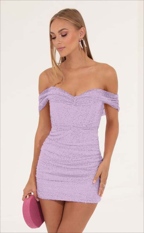 Tight Pink Sequins Off the Shoulder Strapless Pleated Short Homecoming Dress HC0010