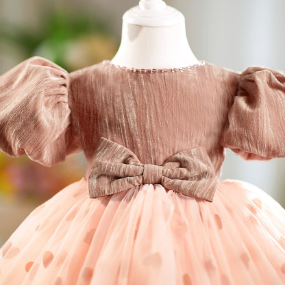 Caramel Princess Flower Girl Dress Knee-Length J562