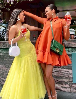 Cute A Line Spaghetti Strap Green Pleated Tulle Party Dress Evening Dress SH2878