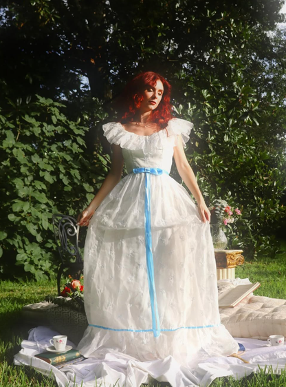 Princess A Line Off the Shoulder Embroidered White Tulle Party Dress Evening Dress SH2780