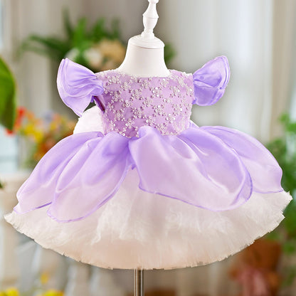 O-Neck Sequin Knee-Length Party Princess Girl Dress J561