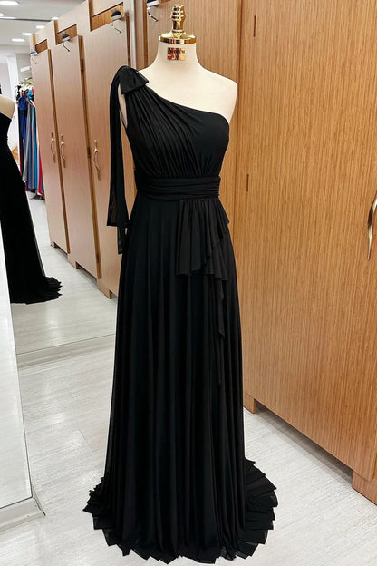 A-Line One-Shoulder Chiffon Bridesmaid Dress Prom Dress