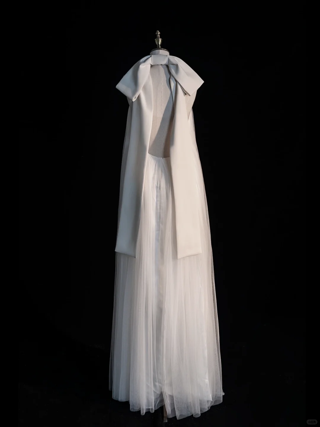 Simple A Line Halter White Tulle Long Open Back Party Dress Evening Dress SH2814