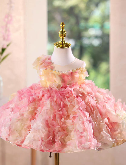 Elegant Coral Princess Flower Girl Dress for Weddings Parties J590