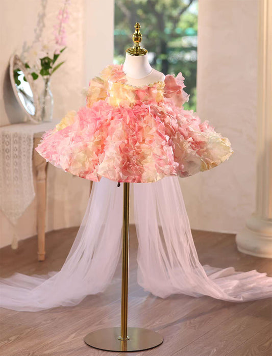 Elegant Coral Princess Flower Girl Dress for Weddings Parties J590
