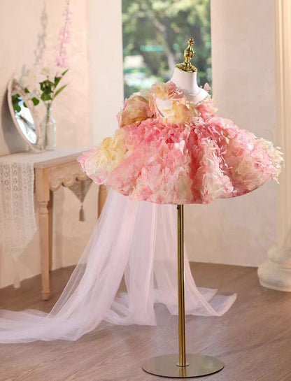 Elegant Coral Princess Flower Girl Dress for Weddings Parties J590