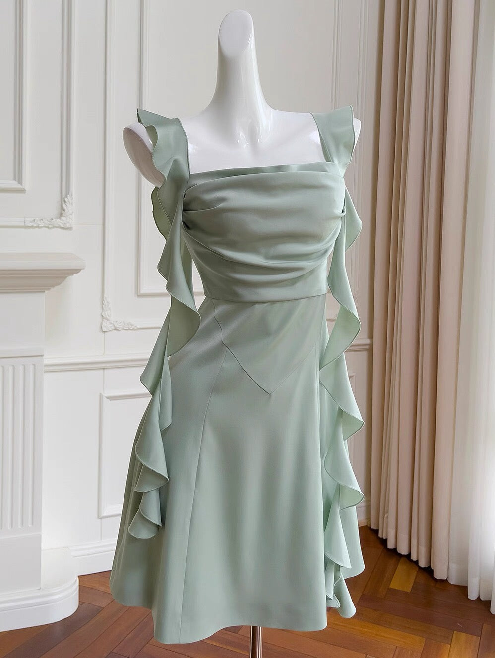 Cute A Line Square Neck Mint Green Short Formal Homecoming Dress Middle School Short 20th Birthday Outfits Graduation Dress Cocktail Dresses DH2202