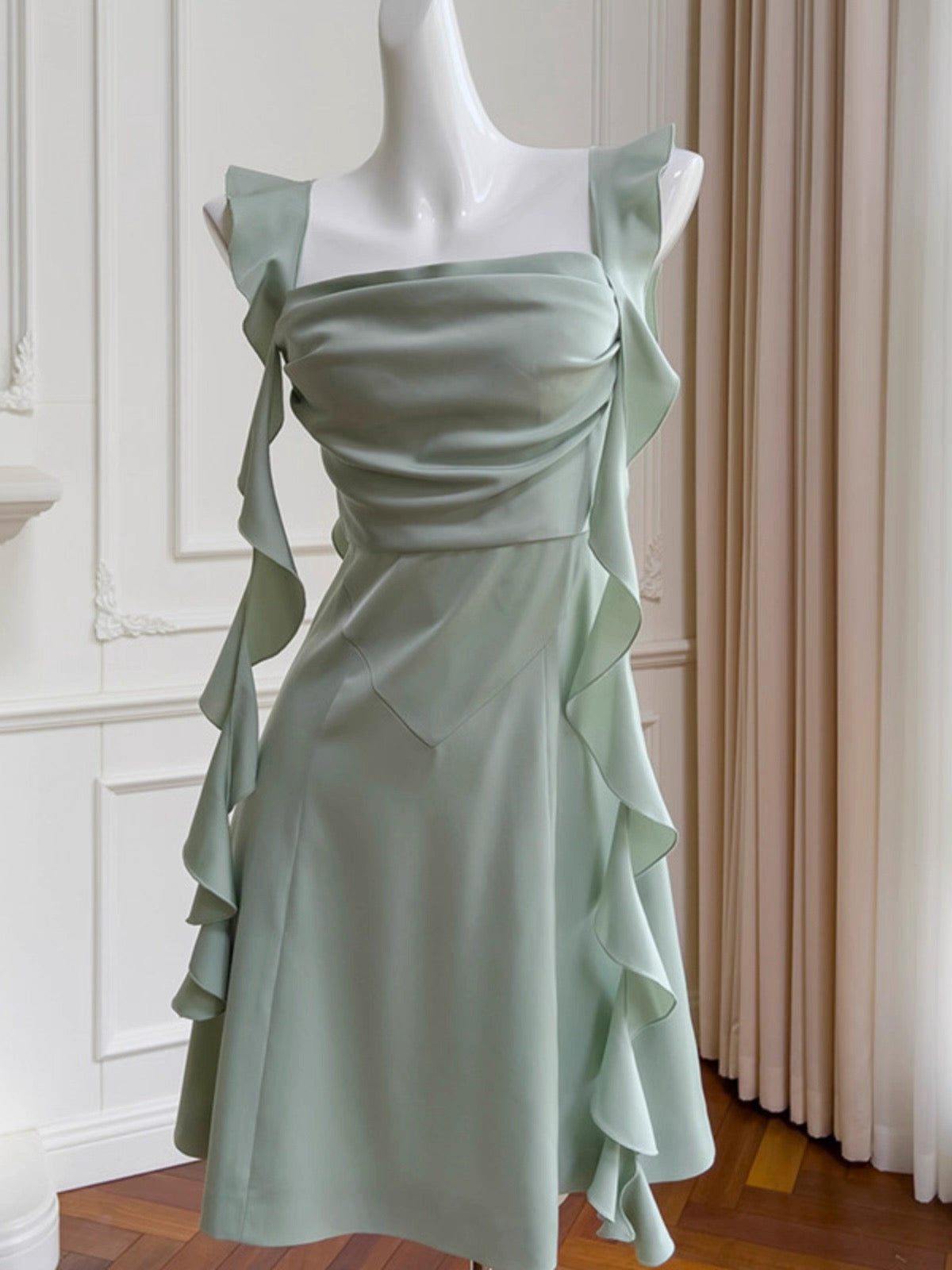 Cute A Line Square Neck Mint Green Short Formal Homecoming Dress Middle School Short 20th Birthday Outfits Graduation Dress Cocktail Dresses DH2202