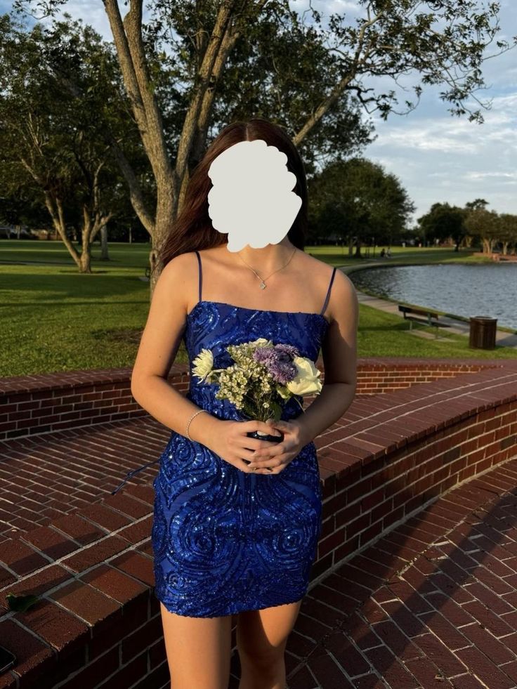 Sexy Sheath Spaghetti Straps Sequin Royal Blue Short Formal Homecoming Dress Middle School Short 16th Birthday Outfits Graduation Dress Cocktail Dresses DH2226