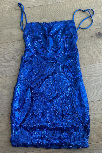 Sexy Sheath Spaghetti Straps Sequin Royal Blue Short Formal Homecoming Dress Middle School Short 16th Birthday Outfits Graduation Dress Cocktail Dresses DH2226