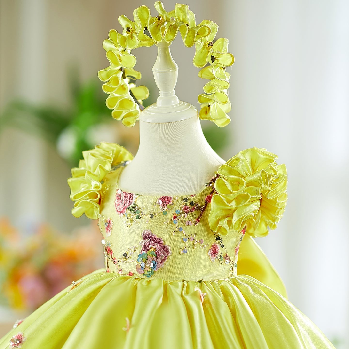 Pink Girl Dress 3D Flowers with Hairband for Kids J026