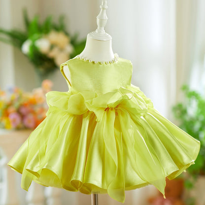 Sleeveless Pink Baby Pearls Princess Girl Dress J208