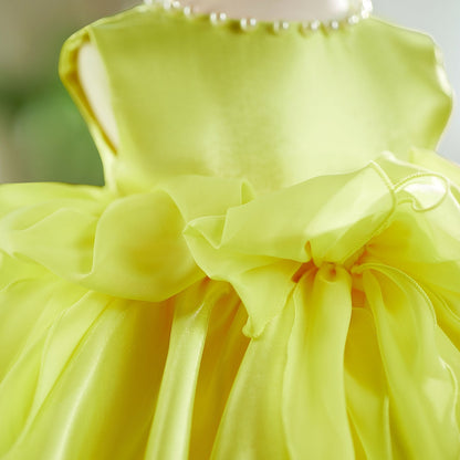 Sleeveless Pink Baby Pearls Princess Girl Dress J208