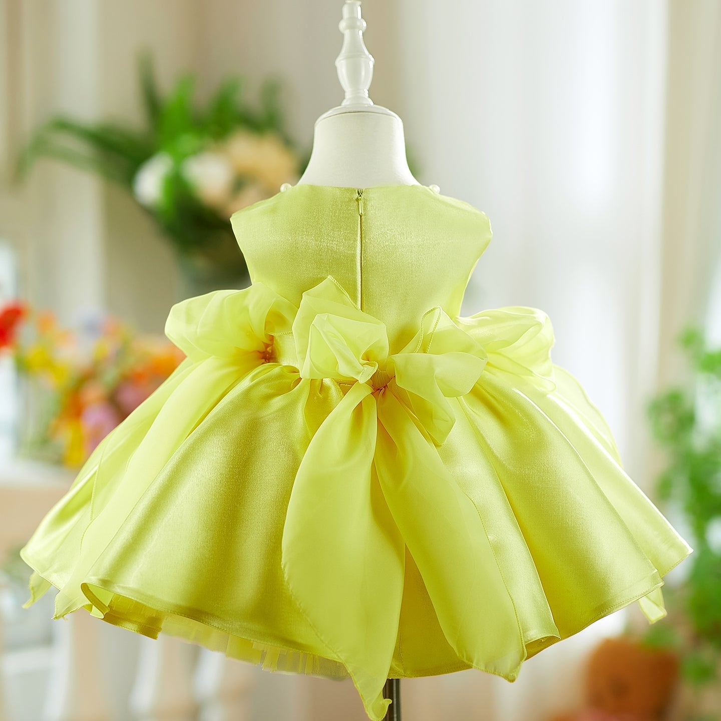 Sleeveless Pink Baby Pearls Princess Girl Dress J208