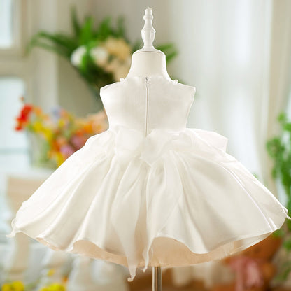 Sleeveless Pink Baby Pearls Princess Girl Dress J208