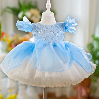 O-Neck Sequin Knee-Length Party Princess Girl Dress J561