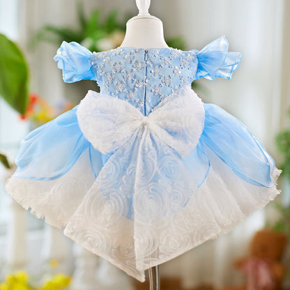 O-Neck Sequin Knee-Length Party Princess Girl Dress J561